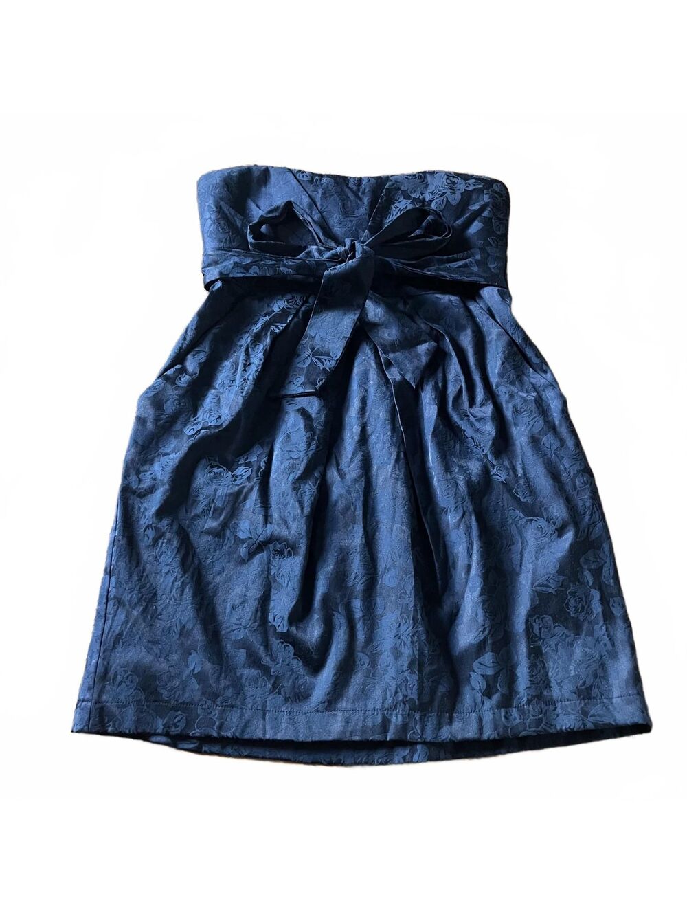 Glam Heart Navy Jacquard Strapless Cocktail Dress